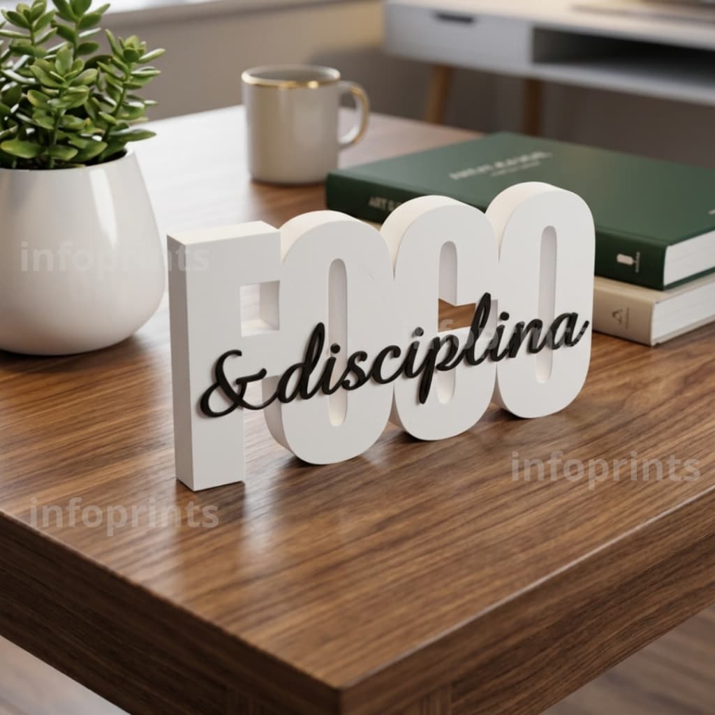 Letreiro Decorativo 3D FOCO e disciplina