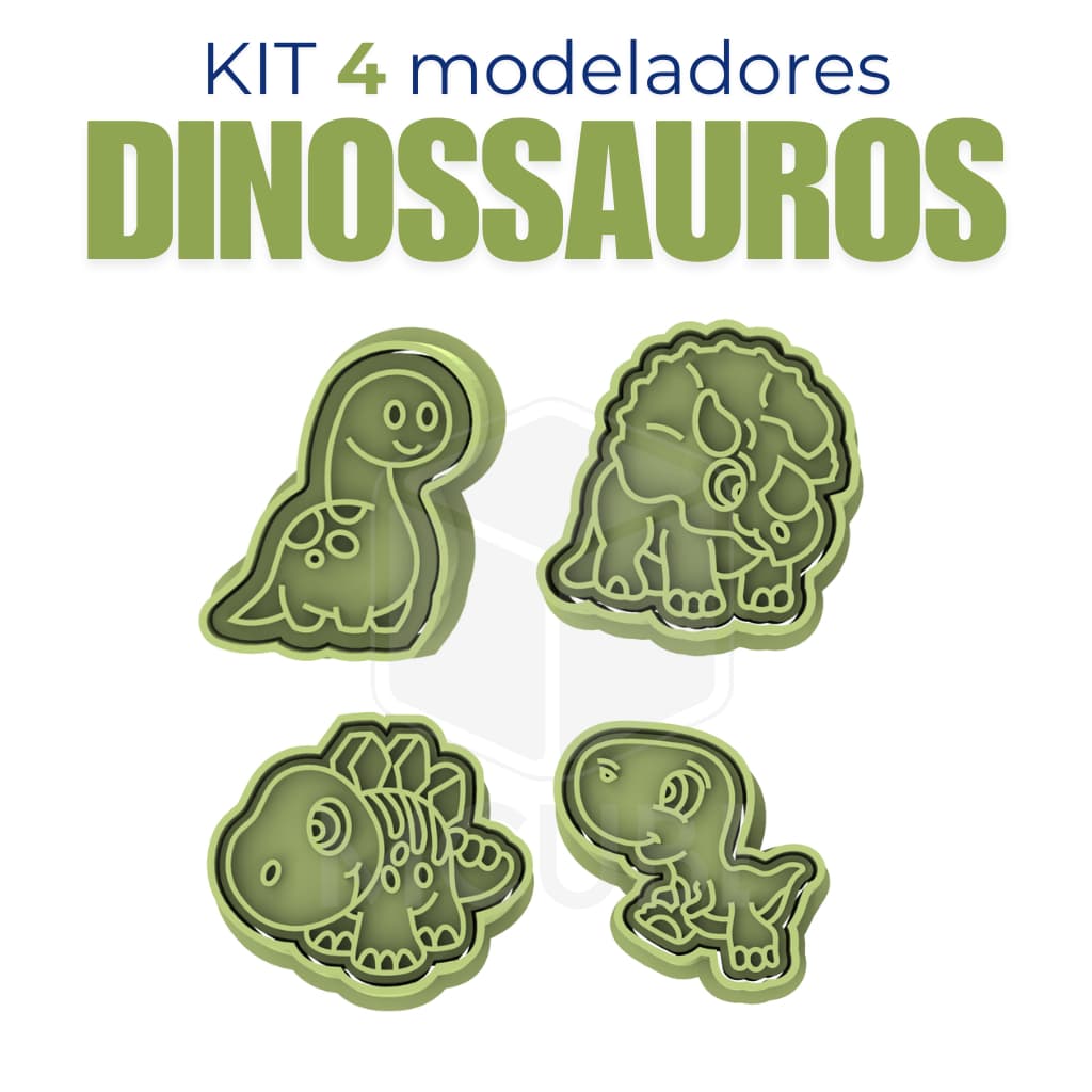 Kit com 4 Ejetores Modeladores para Docinhos e Brigadeiro - Dinossauros 2