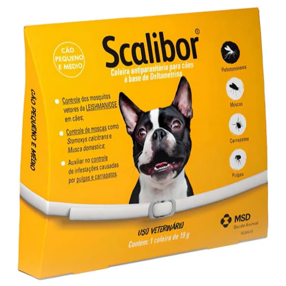 Coleira Antipulgas Scalibor para Cães com Proteção Contra Leishmaniose 19g 48 cm a base de Deltametrina