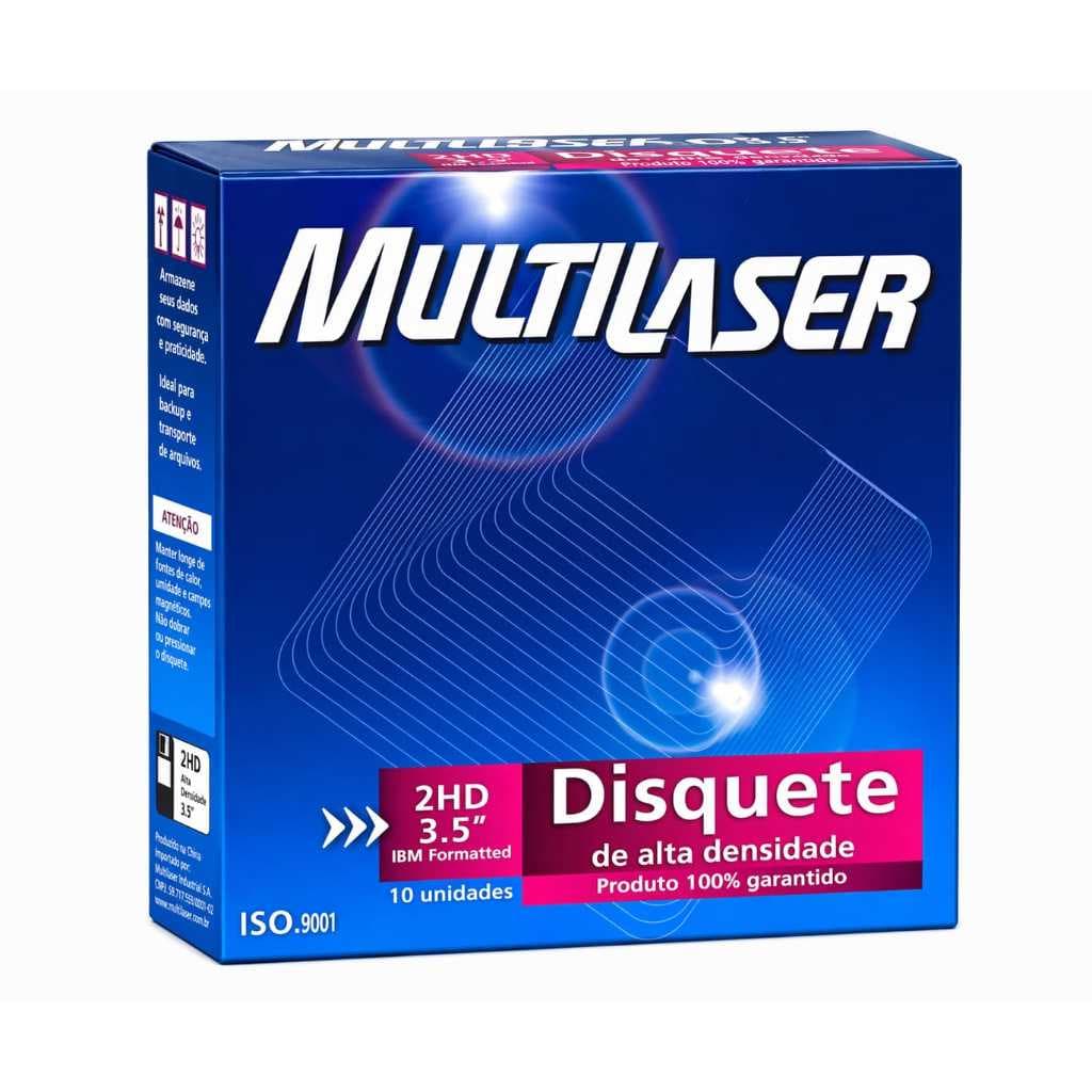 Kit 10 Disquetes 3.5" 2HD 1.44MB - Marcas Diversas (Multilaser, Imation, Printlife)