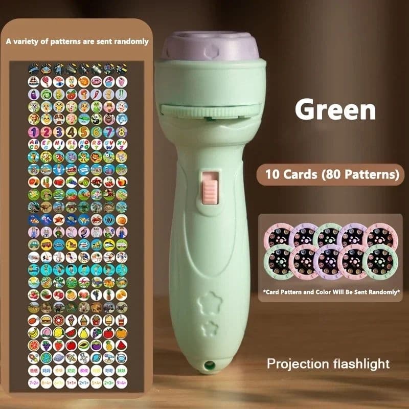 Lanterna Projetora Infantil 80 Imagens Educativa LED Rotação Foco Brinquedo Criativo Presente Crianças Desenvolvimento
