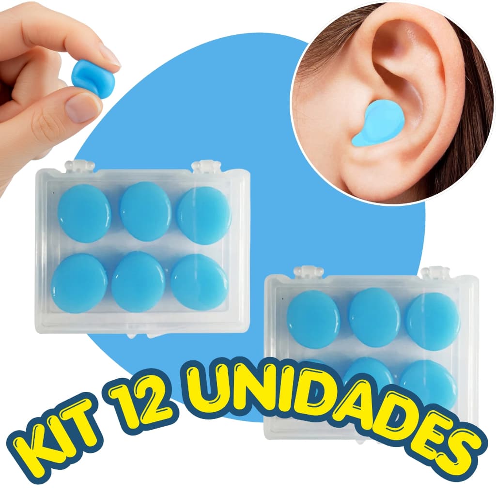 12  Unidades Tampao De Ouvido Protetor Silicone Moldável Abafador Auditivo Auricular Dormir