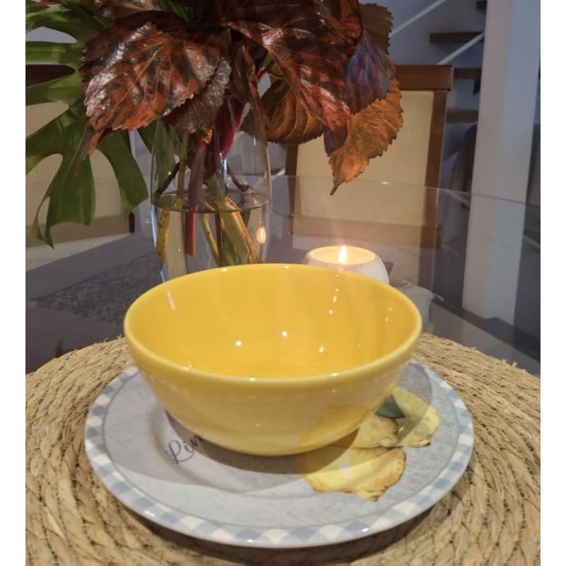 Prato sobremesa e bowl de porcelana  limão siciliano