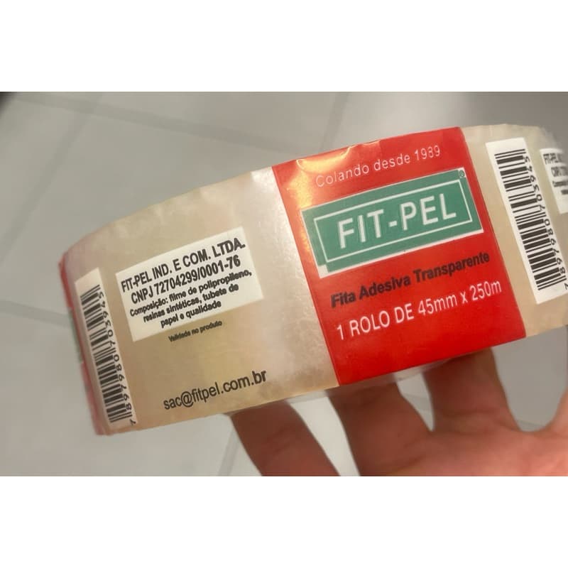 Fita adesiva transparente Fit-Pel 45mm x 250m com 1 unidade
