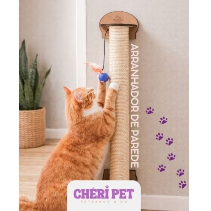 Arranhador de Parede para Gatos Ativos I Brinquedo Pet Poste Sisal