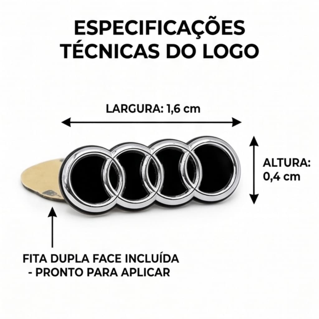 Emblema Logo P/ Chave Canivete Audi A3 A4 A5 Q3 Q5 16x4mm Alumínio Reposição Premium Envio Rápido