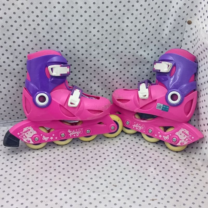 Usado: Patins infantil Oxelo Play3 rosa 28 a 30 (veja fotos)
