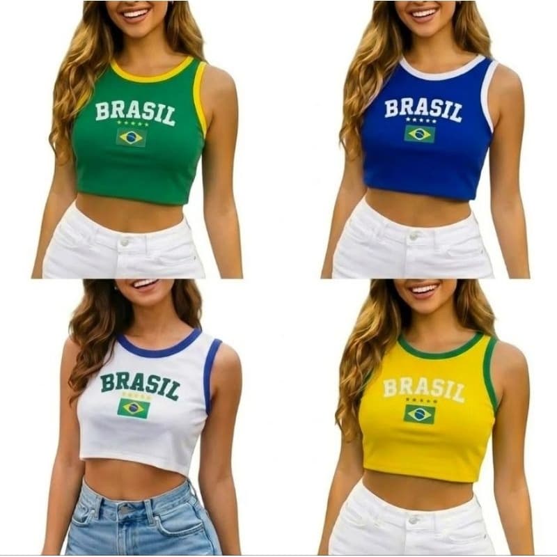 Cropped Regata Do Brasil Feminina Canelado Ribana