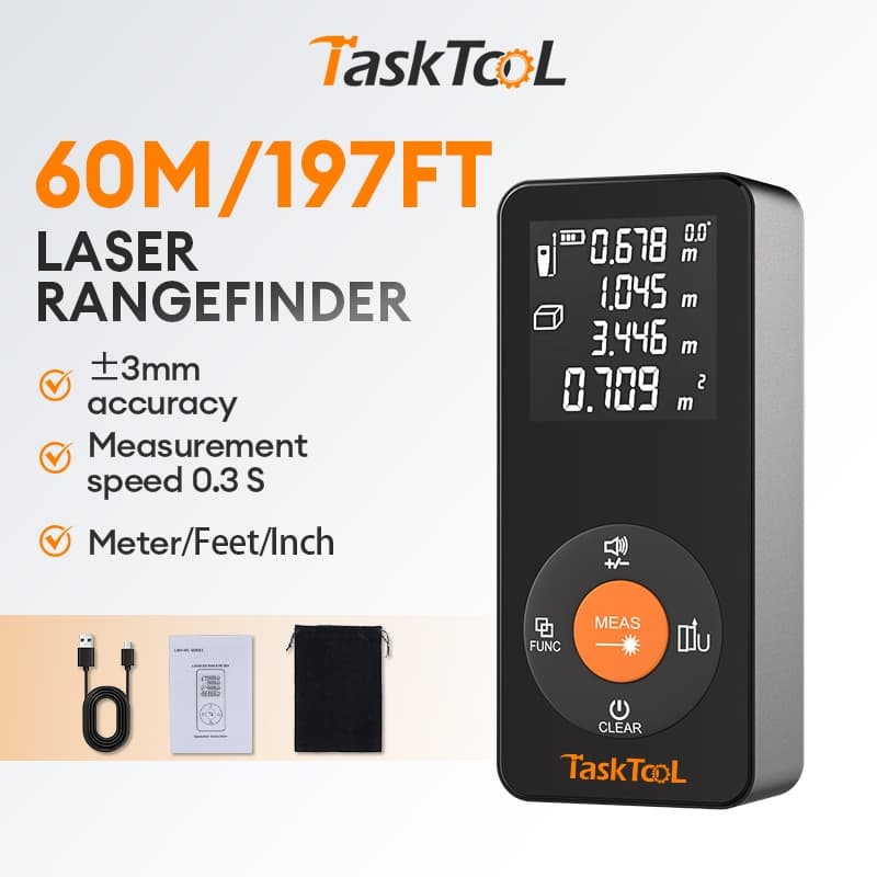 TaskTooL Profissional Telêmetro Trena A Laser Digital Recarregável60m