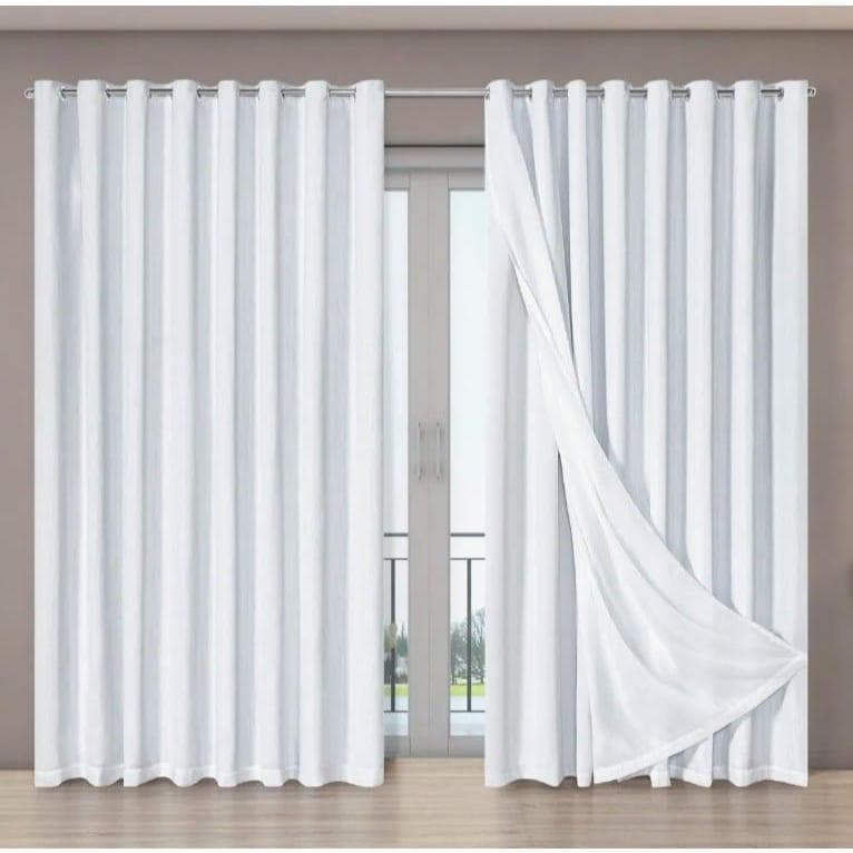 Cortina Voil Gaze De Linho Com Forro Blackout Para Quarto e Sala - 8,00x2,80m de Altura