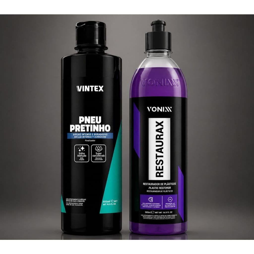 Restaurax Restaurador Plástico Painel Revitalizador + Pneu Pretinho Vonixx 500ml