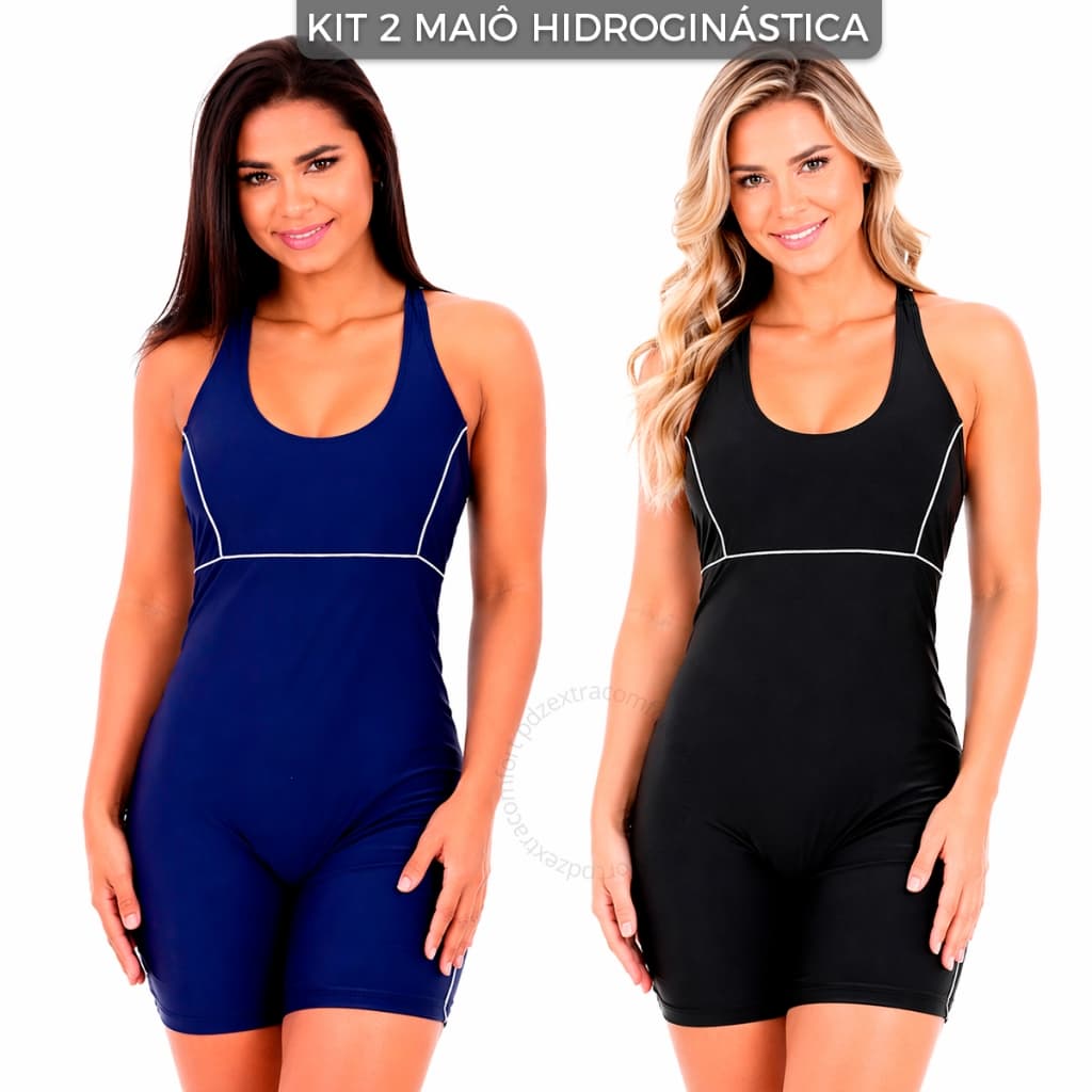Kit 2 Maiô Macaquinho Feminino de Natação Hidroginástica Modelador Moda Praia Piscina