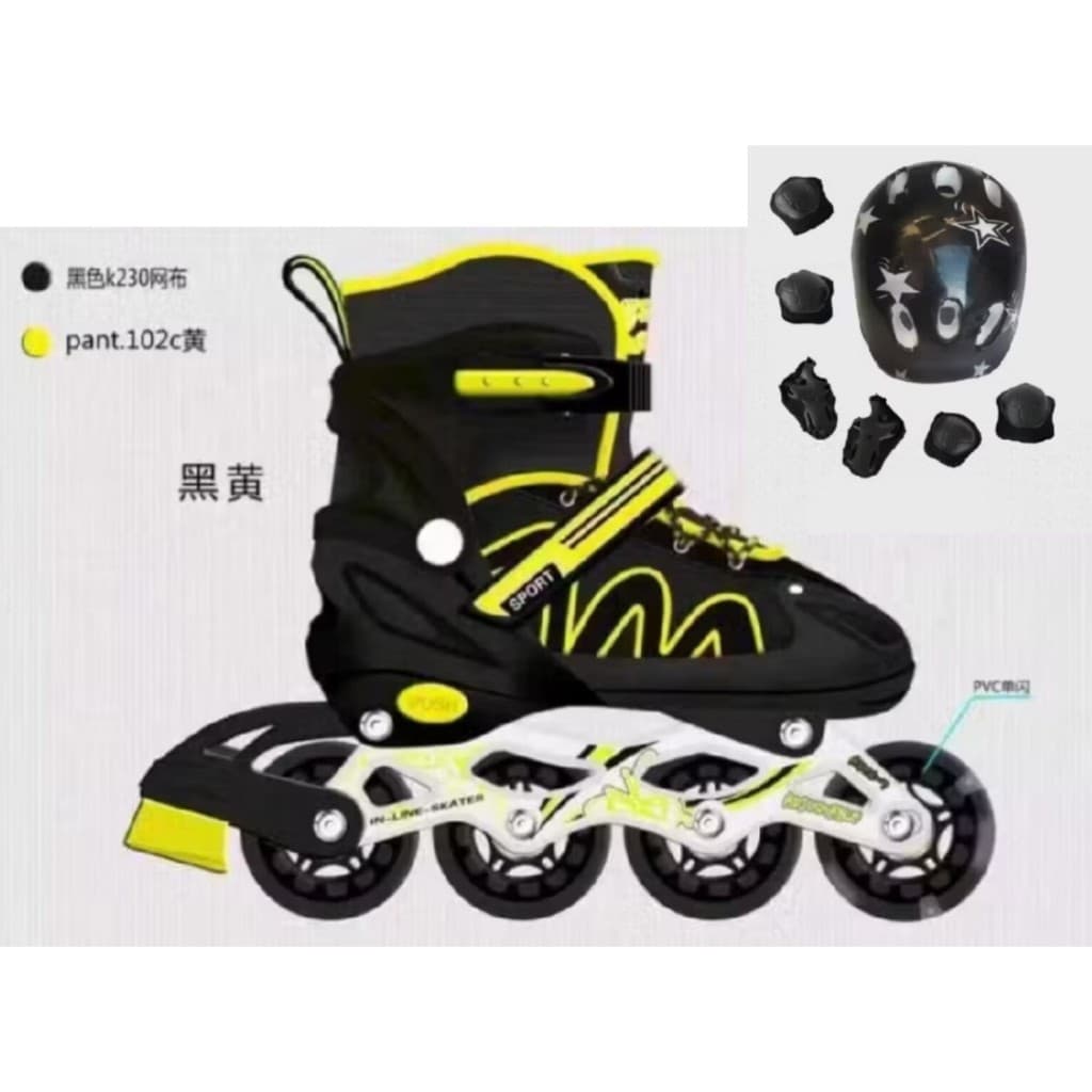 Roller Patins Motion In LIne Tamanho Ajustável 4 Rodas Com Kit Proteção