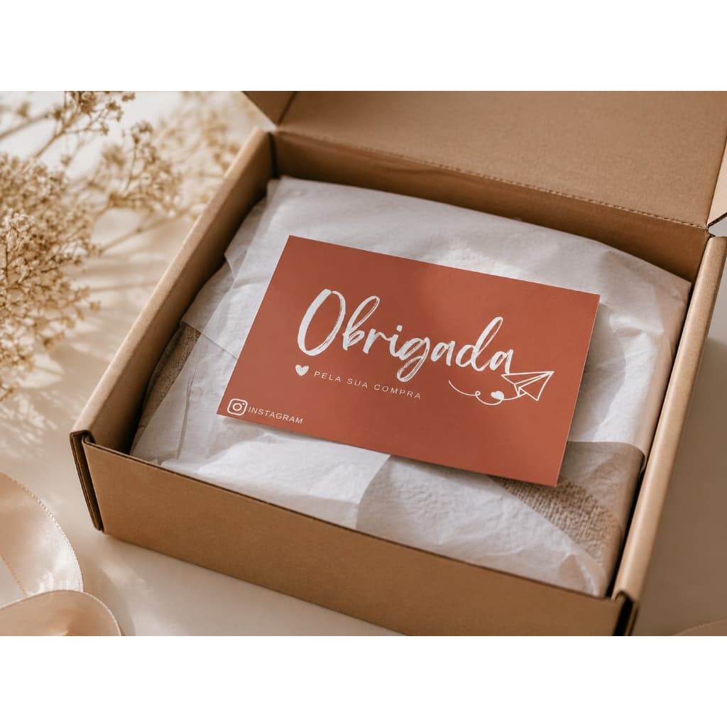 Cartão Obrigada Pela Sua Compra 5x9cm | Tag Para Clientes | Papel 180g Premium