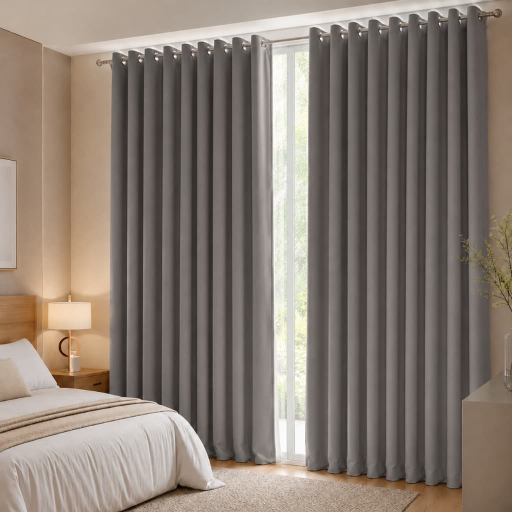Cortina Elegance Micropercal Para Quarto e Sala 6,00 x 2,50 Ilhós Cromado e Bainha - Cinza