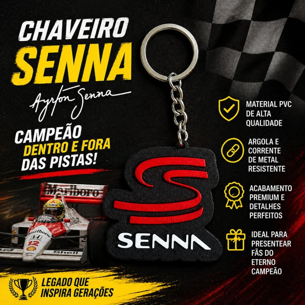 Chaveiro Ayrton Senna F1 Automobilismo | Chaveiro Senna Estiloso para Chaves Mochila Carro