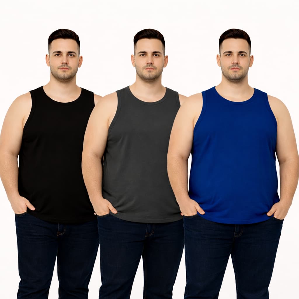 Kit 3 Camisa Regata Plus Size Masculina Verão Dry Fit Academia Corrida