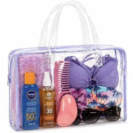 Nécessaire Transparente PVC Impermeável 32x13x24cm - 2 Cores Disponíveis - JAP89