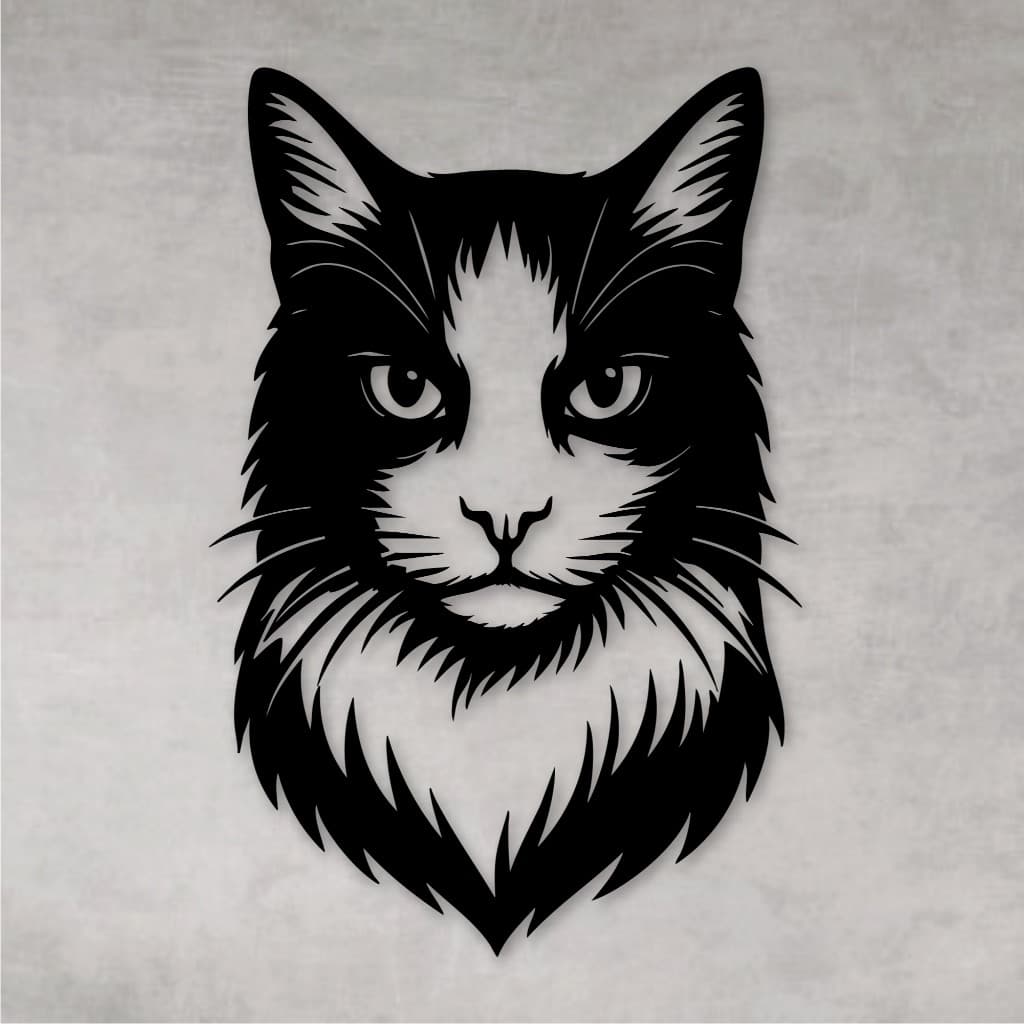 Quadro Decorativo Vazado Pet Gato Gatinho MDF Escultura de Parede MDF Preto