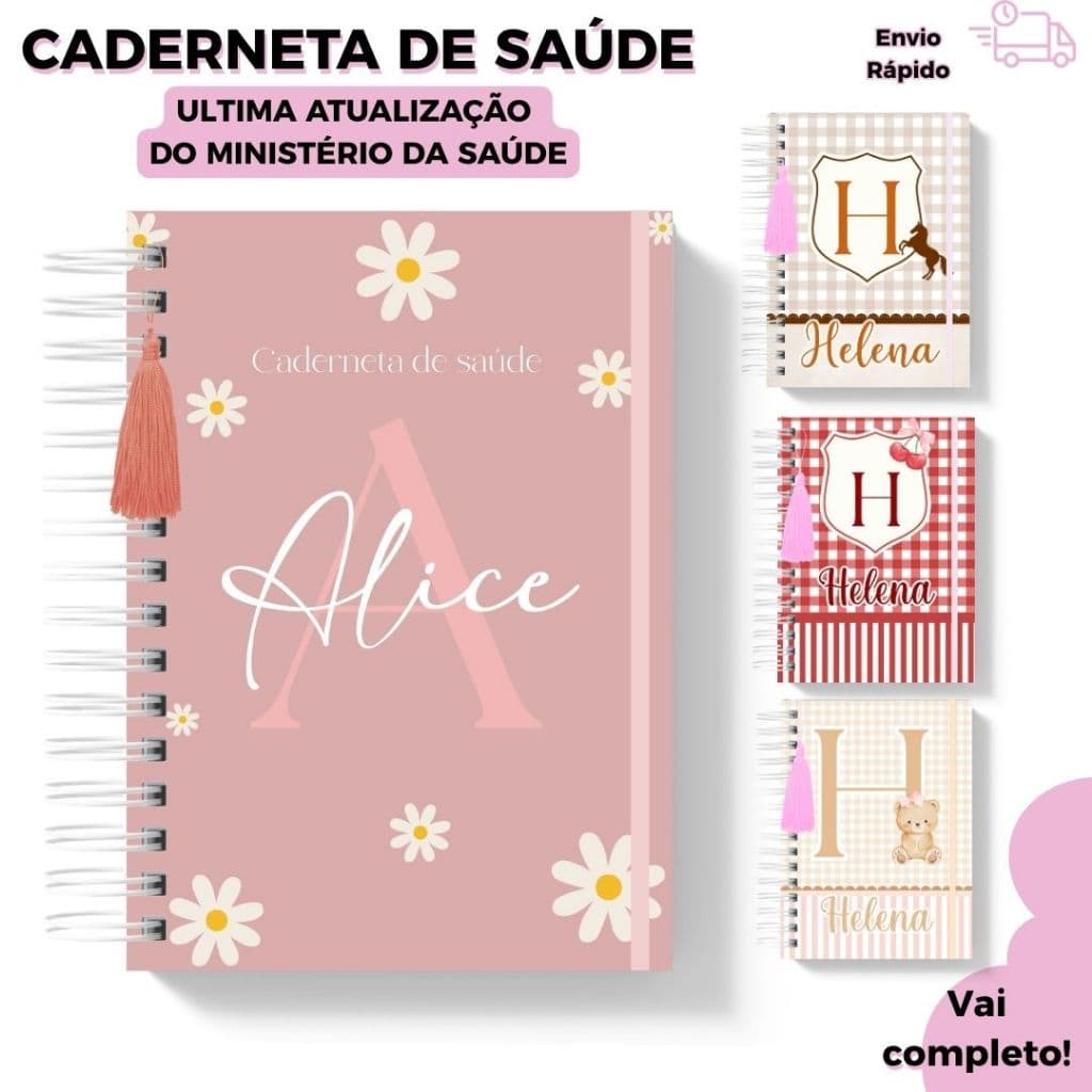 CADERNETA DE SAÚDE INFANTIL COMPLETA PERSONALIZADA COM NOME