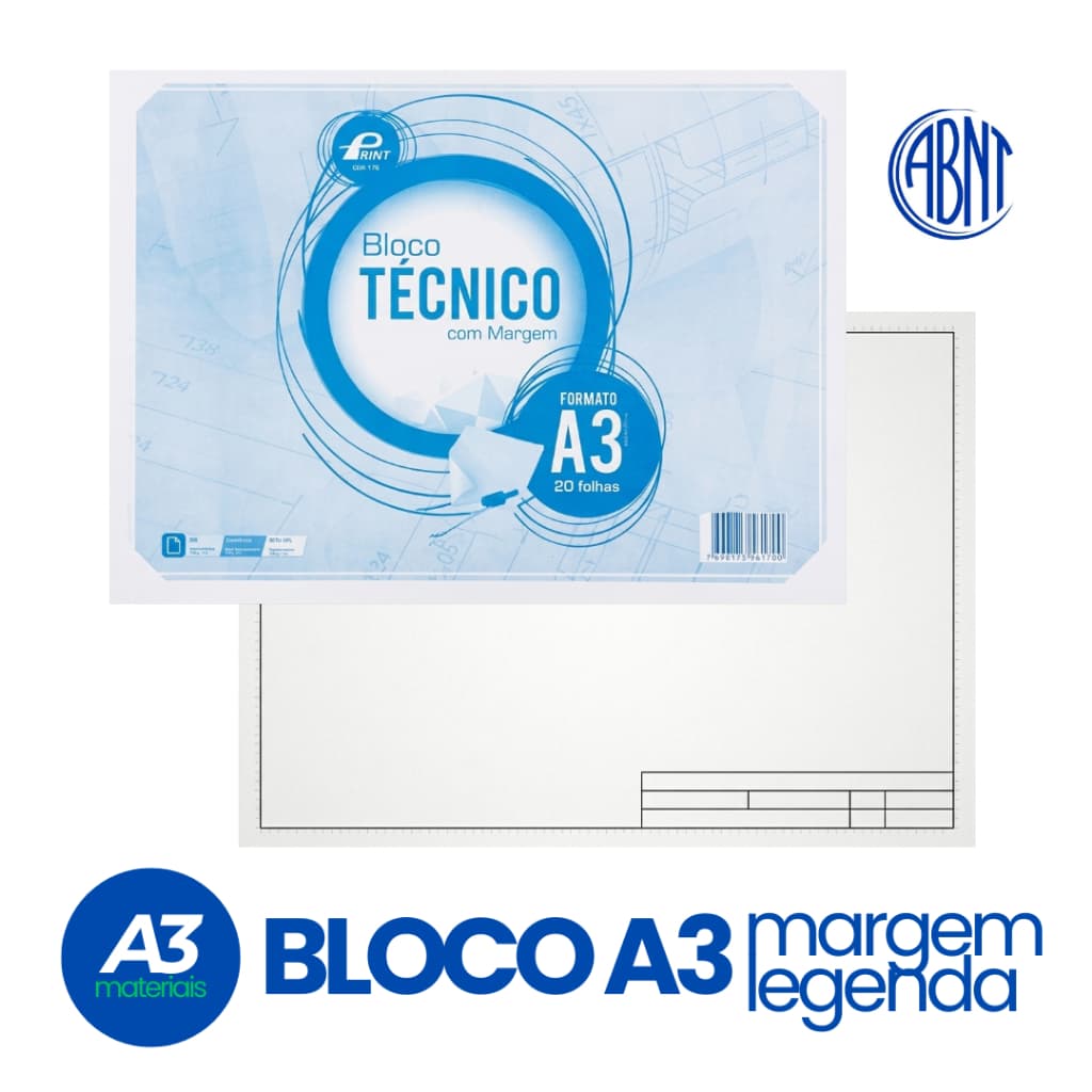Bloco Desenho Técnico A3 Com Margem E Legenda 90g 20 40 60 Folhas