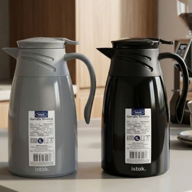 Garrafa de Café Térmica Roma 1L Com Cabo Tampa C Gatilho Mantém Até 12 hrs para Água Café Chá