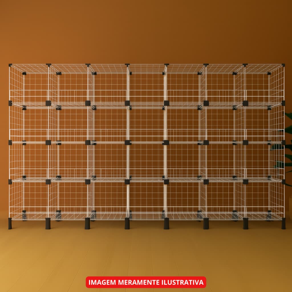 Estante Aramada 30x30 Preta ou Branca 28 Nichos com Aparador Organizador Robusto Multiuso Casa Quarto Sala