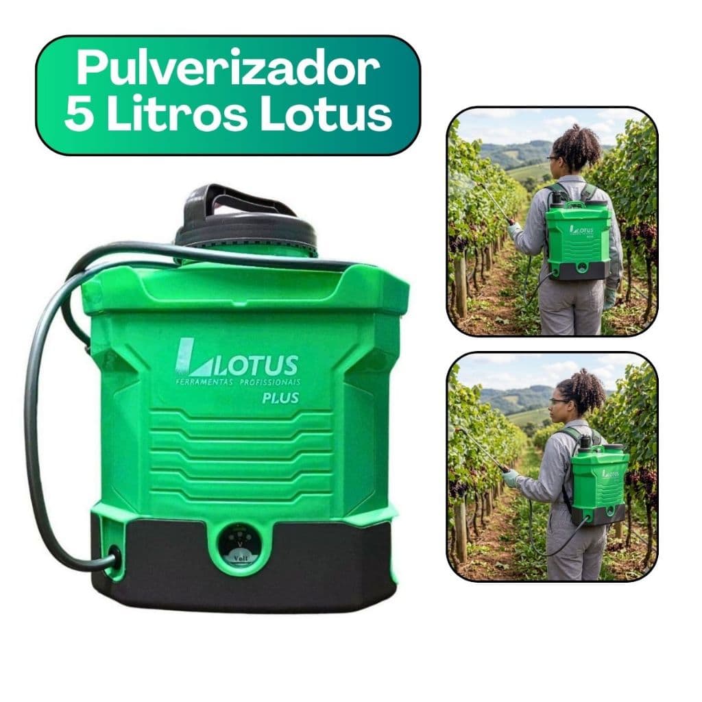 Pulverizador Elétrico Lotus Verde 5000ml Bateria 12V Lítio C/ Carregador