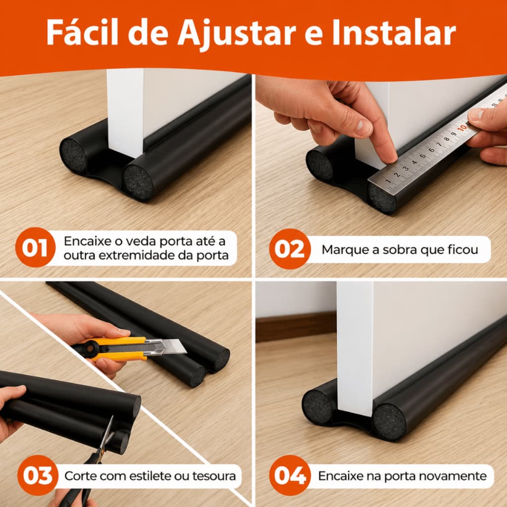 Veda Porta Rolinho 80, 90 e 100 Cm Impermeável Proteção Dupla Preto sem Costura Preto Para Casa Sem Insetos ou Poeira