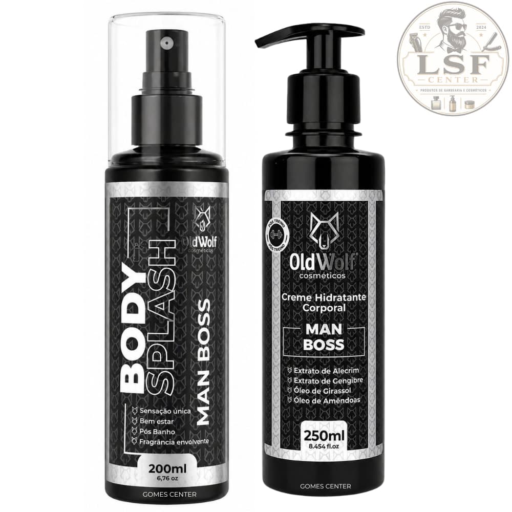 Kit Creme Corporal + Body Splash Man Boss Infinity - Extrato de Alecrim e Gengibre, Óleo de Girassol