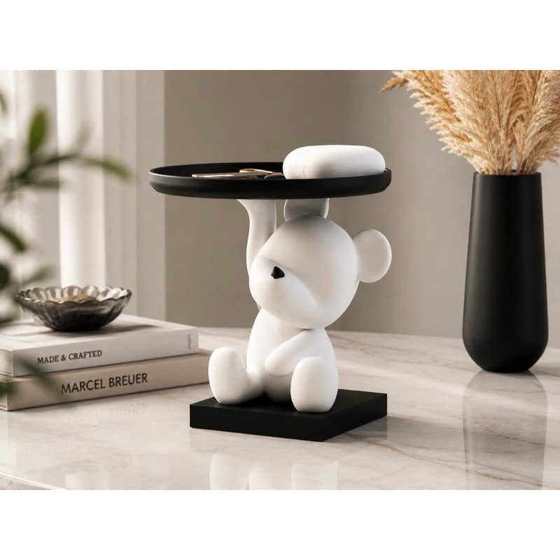 Suporte Alexa Chaves Decorativo - Urso com Bandeja para armário cozinha bijuterias