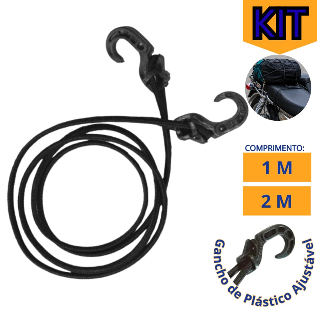 Elástico Extensor 5mm Multiuso | Prende Carrinho Carga Moto Bike Bagageiro
