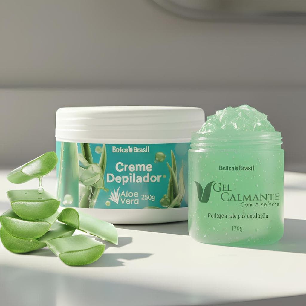 Kit Creme Depilatório Corporal Aloe Vera + Gel Calmante Pós Depilação Botica Brasil