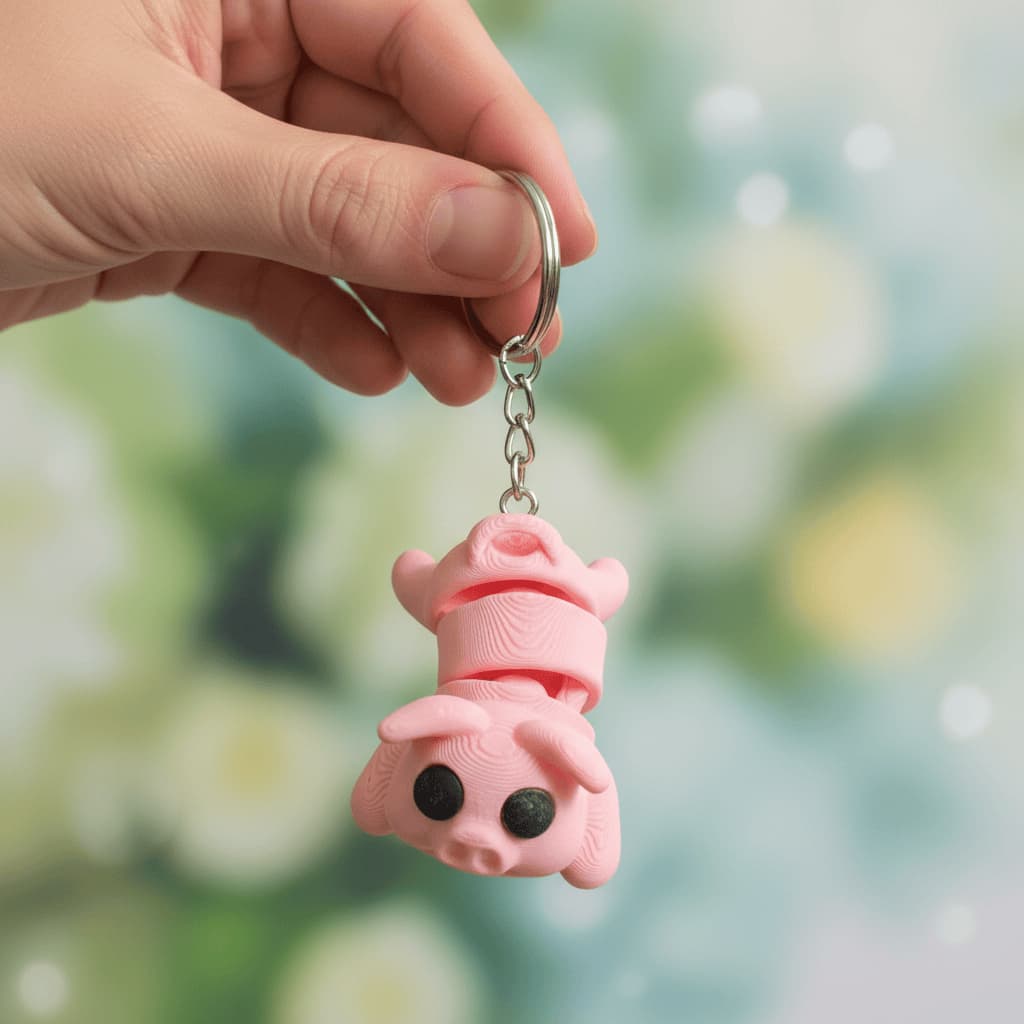 Chaveiro Porquinho Flexível Articulado Chaveirinho Rosa Bag Charm Chave Acessório Pet Shop Pet Fazendinha Bichinhos