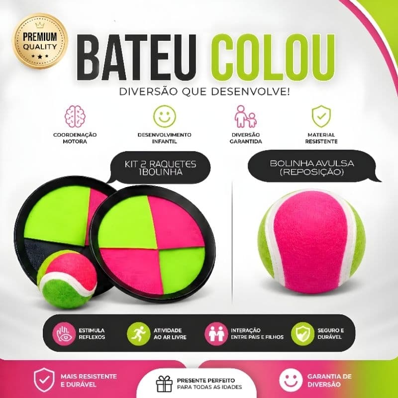 Brinquedo Bateu Colou Retro Raquete De Mão Bolinha Gruda 3 Modelos