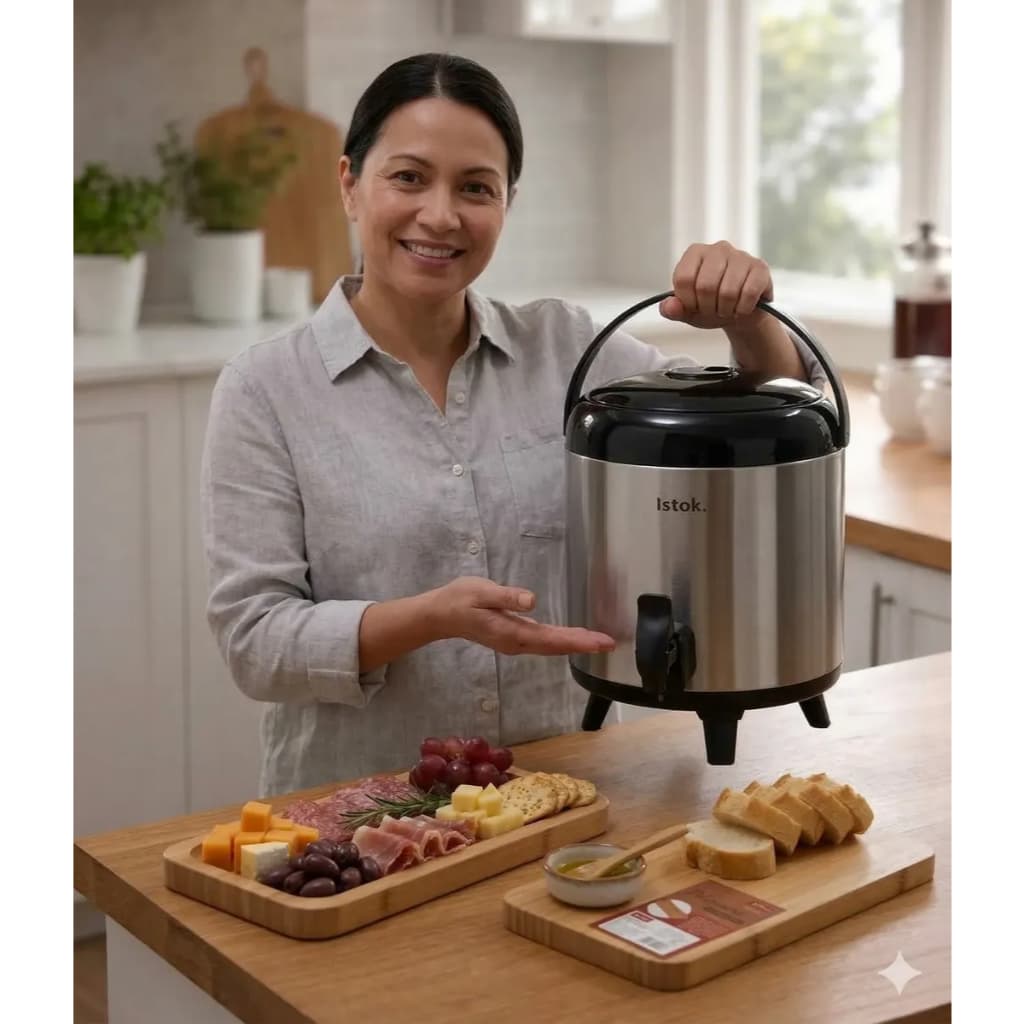Botijão Térmico Inox 5,5L Café Chá Água Quente Fria Torneira IstoK  Premium Casa e Eventos e Empresas e Residencias