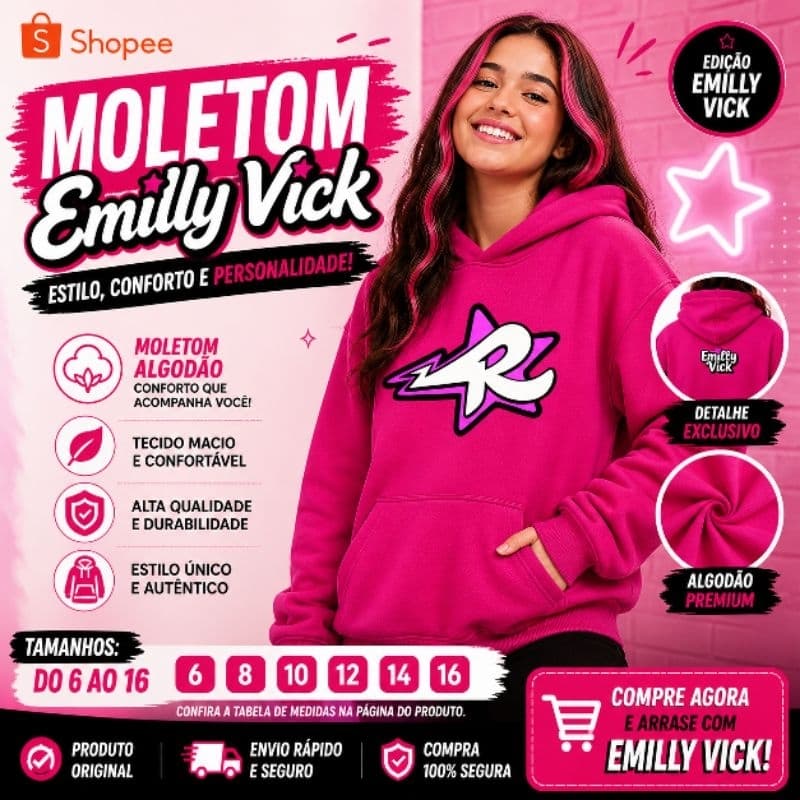 MOLETOM PINK Emilly Vick Novo Elemento Blusa Frio Dos Rosas Novos Elementos Blusa de Moletom Emily Vick