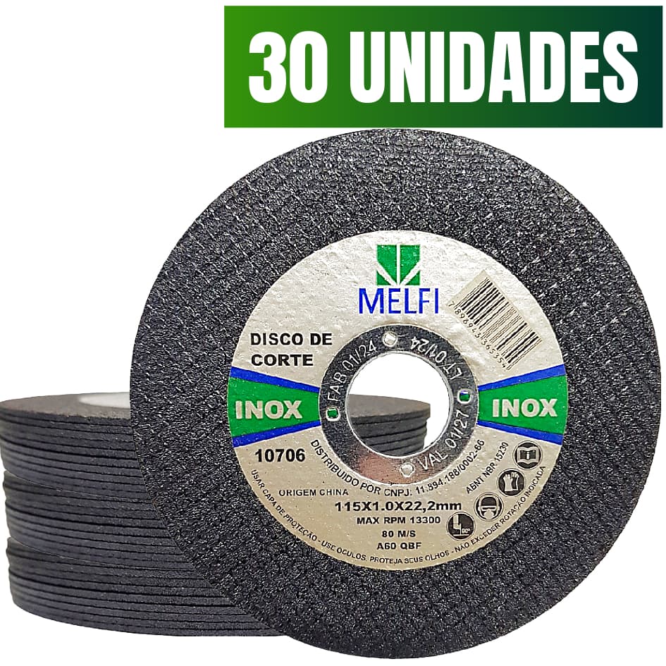 30un Disco De Corte Esmerilhadeira Inox 4.1/2 Extra Fino 1mm