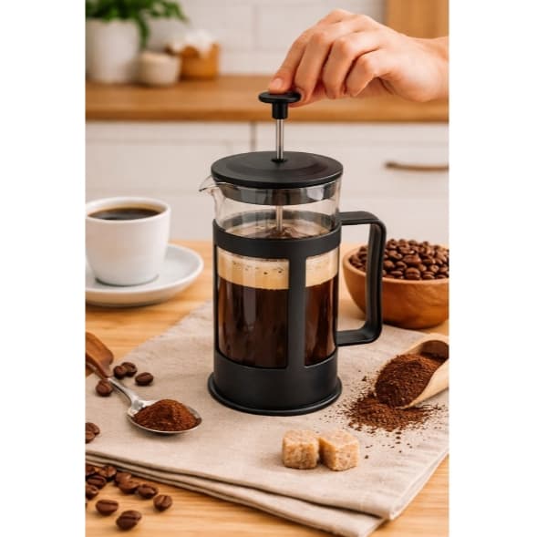 ☕ Cafeteira Francesa 300ml - 600ml | Prensa Cremeira  de Vidro | Café Artesanal Leite Cremoso Chá