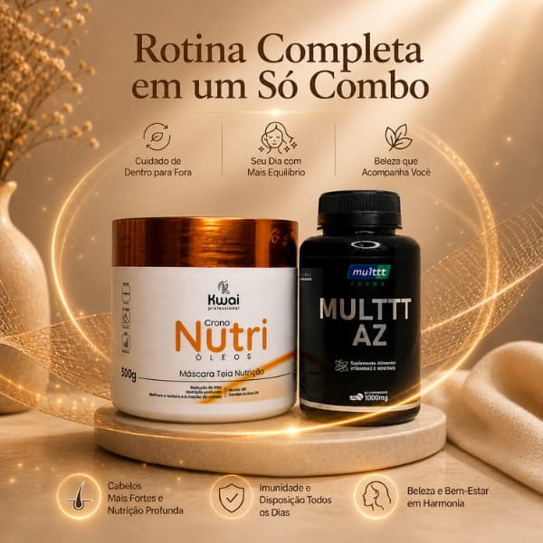 Kit Máscara Kwai Nutri Óleos 500g + Multtt AZ 1000mg | Nutrição Capilar e Rotina