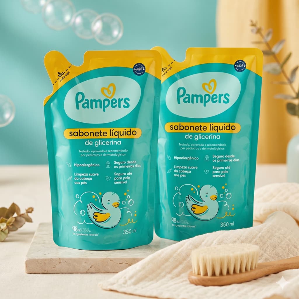 Kit 2 Sabonetes Líquido de Glicerina Pampers Refil 350ml (VAL. 09/26)
