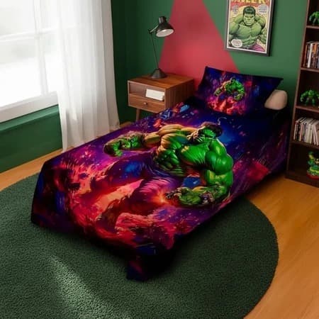 Lençol Cobre Leito Solteiro E Fronha Hulk Pronta Entrega modelos