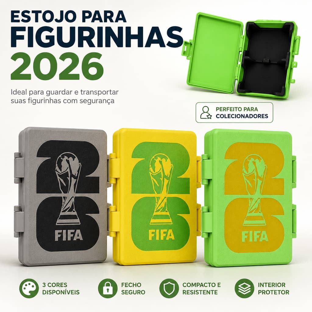 Case para Figurinhas Copa do Mundo 2026 | Caixa Organizadora 3D até 400 Figurinhas com Divisórias | Porta Cards Futebol