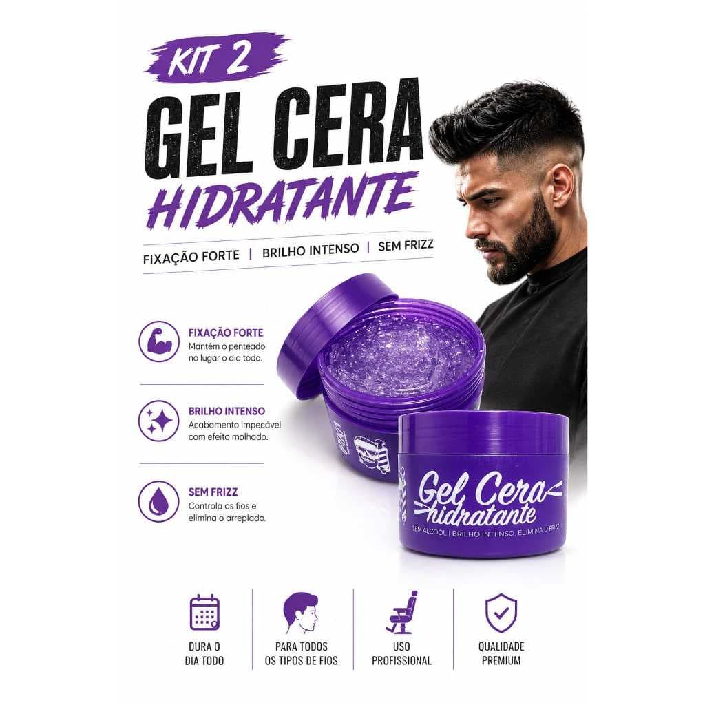 2 Gel Cera Hidratante Fixa Profissional 300 GR