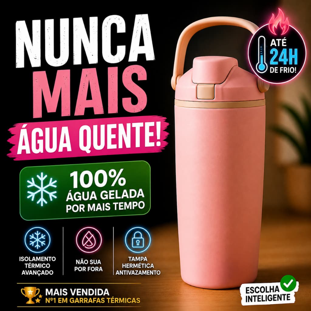 Garrafa Térmica 900ml Alça Leve Plástico Isolamento Térmico