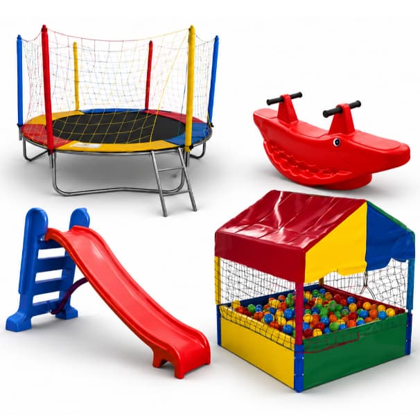 Pula Pula Trampolim Cama Elástica 2,30m Piscina Infantil de Bolinhas 1,00m Escorregador Médio Gangorra 2 Lugares