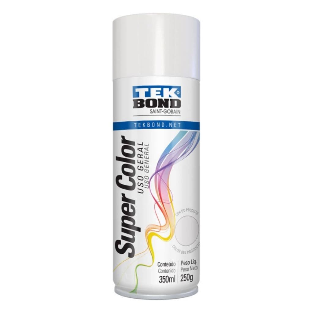 Tinta Spray Tekbond Branco Brilhante 350ml Uso Geral Alta Cobertura Secagem Rápida