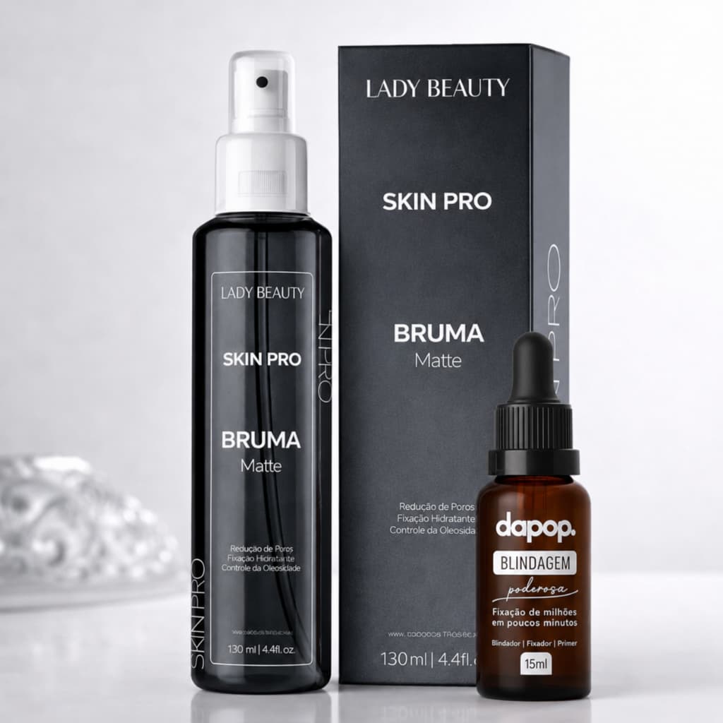 Kit Bruma Matte Lady Beauty + Blindagem Dapop Poderosa 15ml Fixador de Maquiagem - Envio Rápido