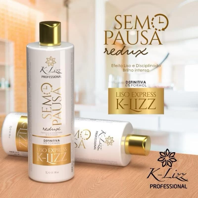 Progressiva K-Lizz 1 Litro Sem Pausa 0% Formol Liso Instantâneo e Prático Brilho Espelhado Original
