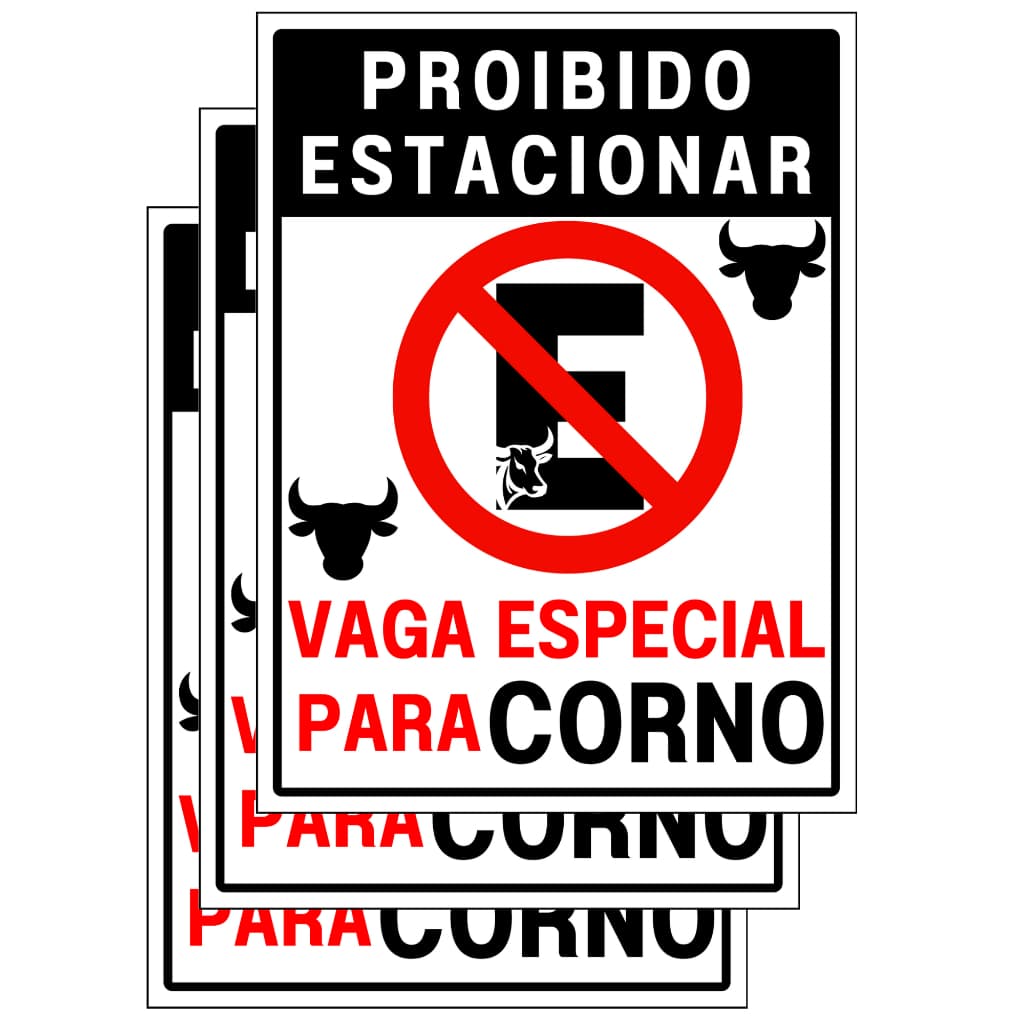 Kit 3 Placas Sinalização Advertencia Aviso Proibido Estacionar Garagem Vaga Para Corno Sujeito a Guincho Não Estacione